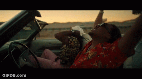 Man Sitting In Car With Arms In Air GIF