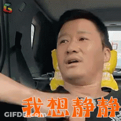 Man Sitting In Car With Chinese Characters On Face GIF