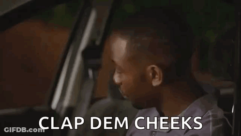Man Sitting In Car With Clap Dem Cheeks On Face GIF