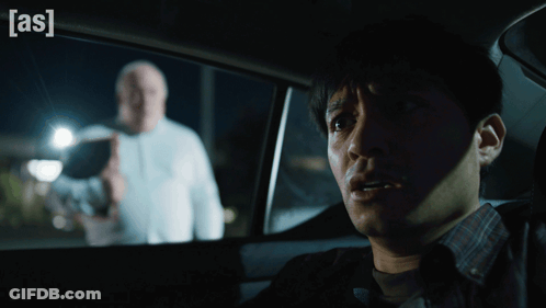 Man Sitting In Car With Word As GIF