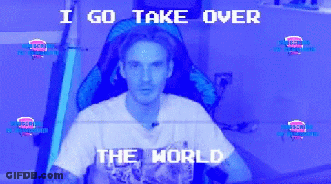 Man Sitting In Chair I Go Take Over World GIF