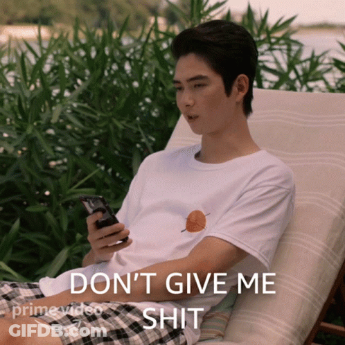 Man Sitting In Chair Looking At Phone Don't Give Me Shit GIF