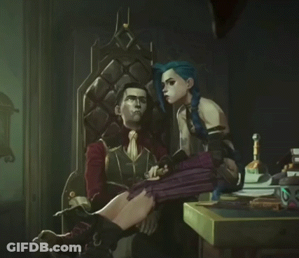 Man Sitting In Chair Next To Woman With Blue Hair GIF
