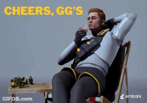 Man Sitting In Chair Saying Cheers GG GIF