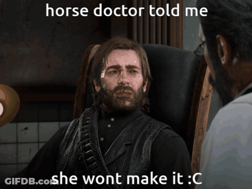 Man Sitting In Chair Saying Horse Doctor Told Me She Wont Make It GIF