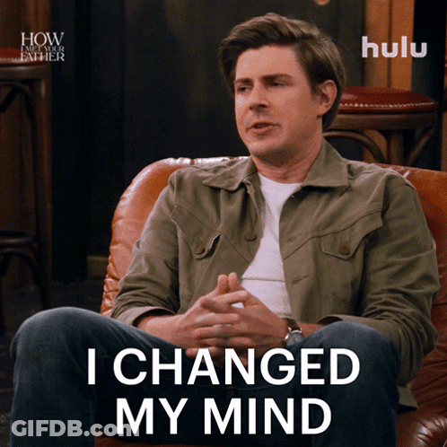Man Sitting In Chair Saying I Changed My Mind GIF