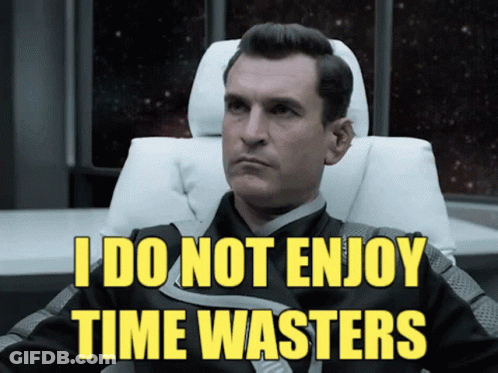 Man Sitting In Chair Saying I Do Not Enjoy Time Wasters GIF