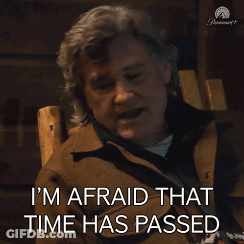 Man Sitting In Chair Saying I'm Afraid That Time Has Passed GIF