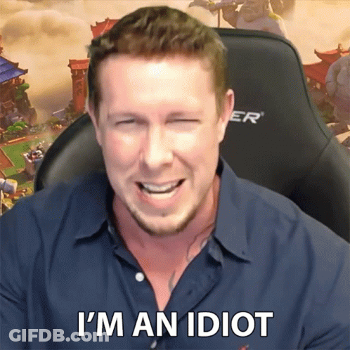 Man Sitting In Chair Saying I'm An Idiot GIF