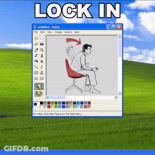 Man Sitting In Chair Saying Lock In On Computer Screen GIF