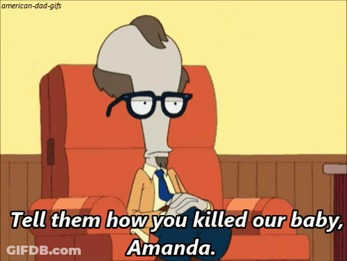 Man Sitting In Chair Saying Tell Them How You Killed Our Baby Amanda GIF
