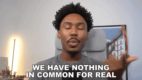 Man Sitting In Chair With Eyes Closed Saying We Have Nothing In Common GIF