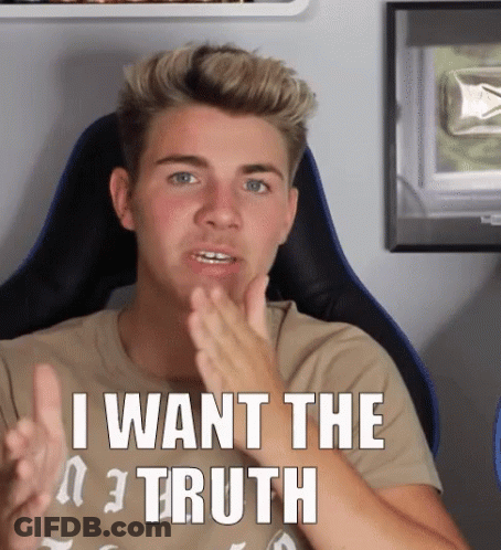 Man Sitting In Chair With I Want The Truth Shirt GIF