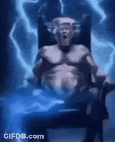 Man Sitting In Chair With Lightning Bolt GIF