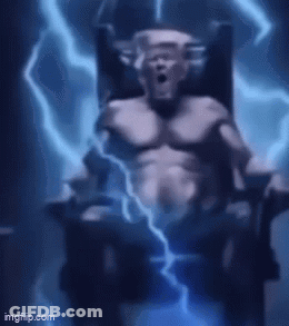 Man Sitting In Chair With Lightning Bolt Behind Him GIF
