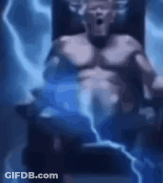 Man Sitting In Chair With Lightning Bolt Coming Out Of Chest GIF