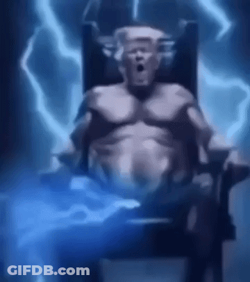 Man Sitting In Chair With Lightning Bolt In Chest GIF