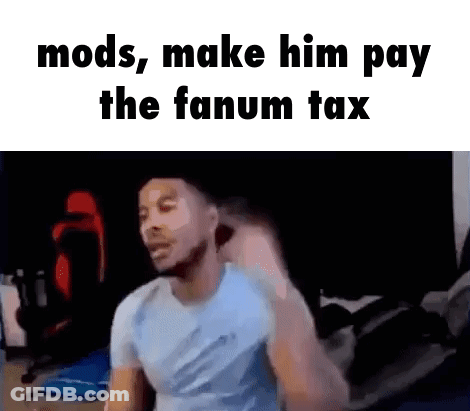 Man Sitting In Chair With Mods Make Him Pay The Fanum Tax GIF