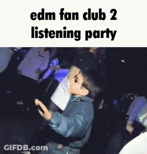 Man Sitting In Crowd At EDM Fan Club 2 Listening Party GIF