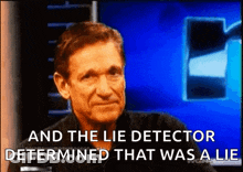 Man Sitting In Front Of Blue Screen Saying Lie Detector Determined That Was A Lie GIF