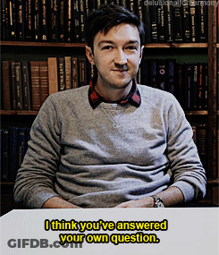 Man Sitting In Front Of Bookshelf Saying I Think Youve Answered Your Own Question GIF
