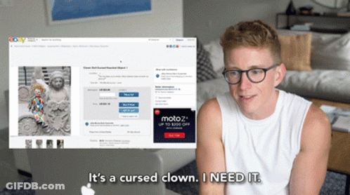 Man Sitting In Front Of EBay Clown GIF