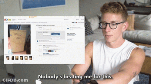 Man Sitting In Front Of EBay Page GIF