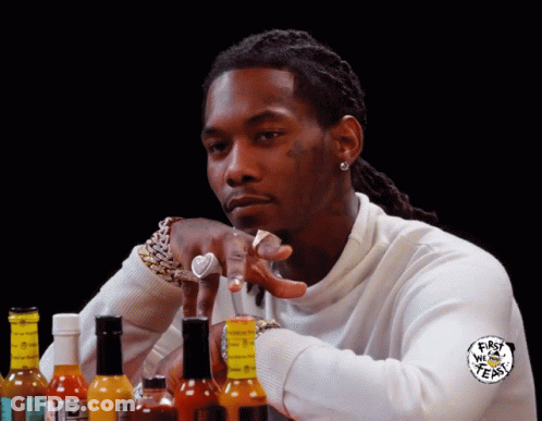 Man Sitting In Front Of Hot Sauce First We Tears GIF