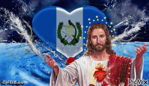 Man Sitting In Front Of Libertad Flag GIF