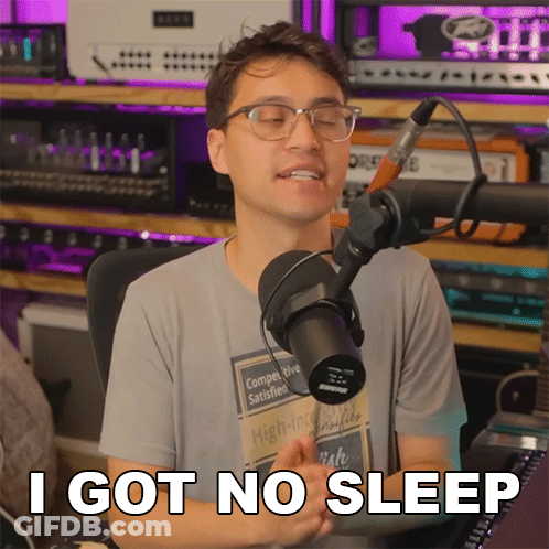 Man Sitting In Front Of Microphone No Sleep GIF
