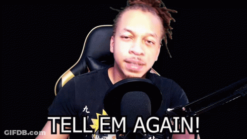 Man Sitting In Front Of Microphone Tell Em Again GIF