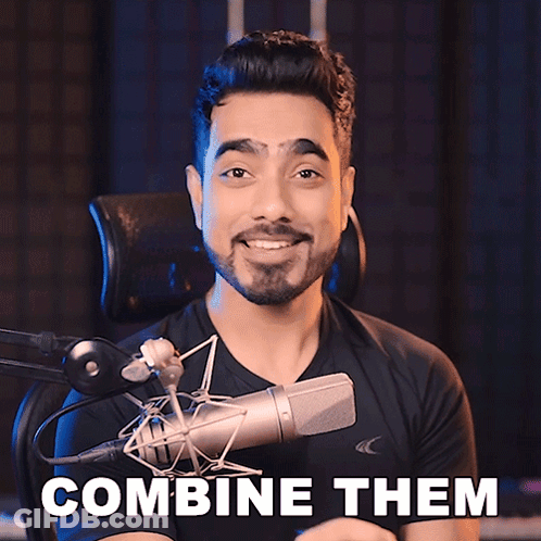 Man Sitting In Front Of Microphone With Combine Them GIF