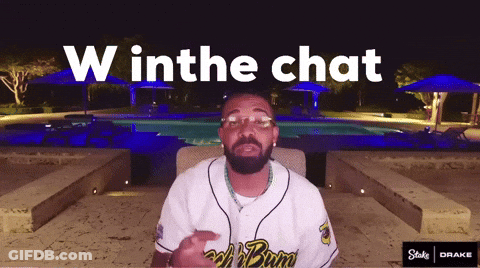 Man Sitting In Front Of Pool With W In Chat GIF