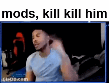 Man Sitting In Front Of Screen Saying Mods Kill GIF
