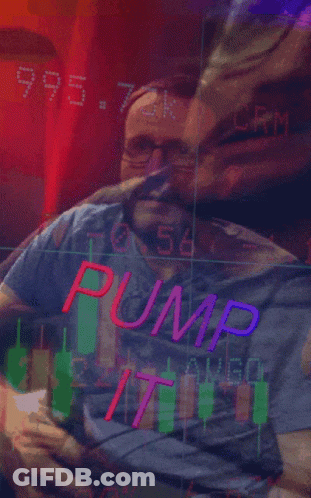 Man Sitting In Front Of Screen Saying Pump It GIF