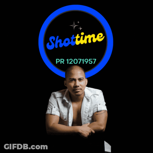 Man Sitting In Front Of Shottime Logo GIF