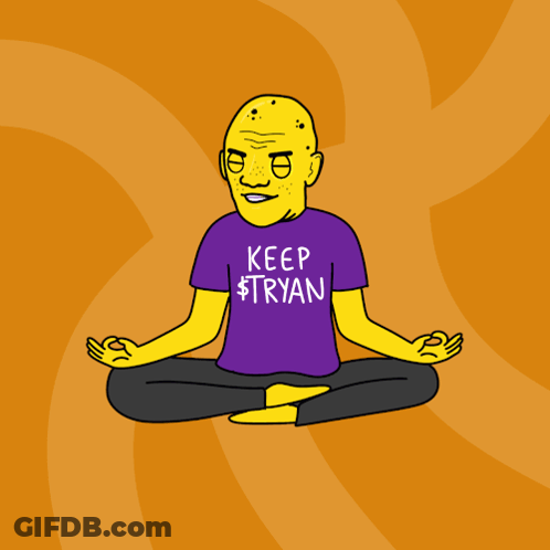 Man Sitting In Lotus Position Purple Shirt Keep Tryan GIF