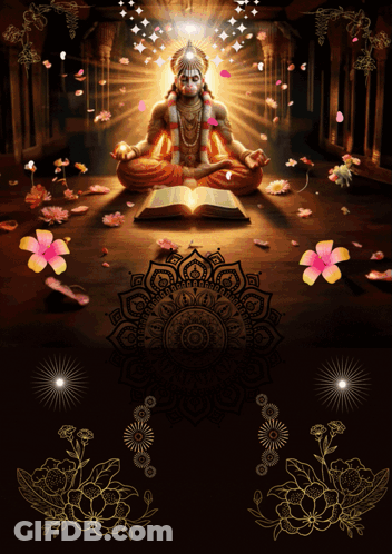 Man Sitting In Lotus Position With Open Book GIF