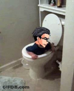 Man Sitting In Toilet With Head Out GIF