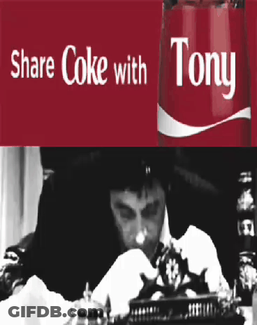 Man Sitting Next To Coca Cola Can Saying Share Coke With Tony GIF