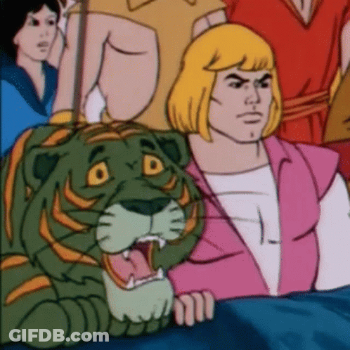 Man Sitting Next To Green Tiger GIF