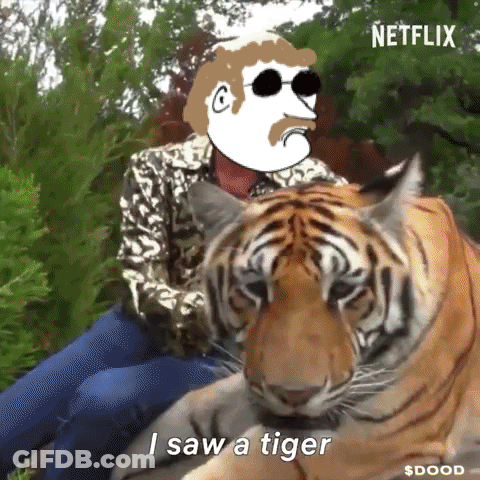 Man Sitting Next To Tiger Says I Saw A Tiger GIF