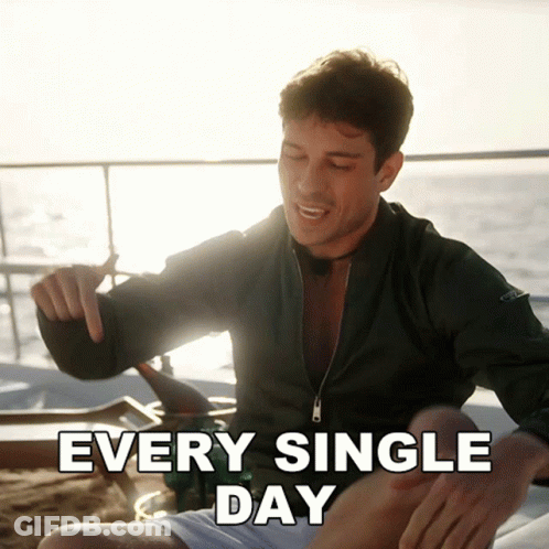 Man Sitting On Beach Saying Every Single Day GIF