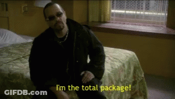 Man Sitting On Bed Saying I'm The Total Package GIF