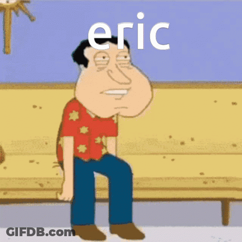 Man Sitting On Bench Saying Eric GIF