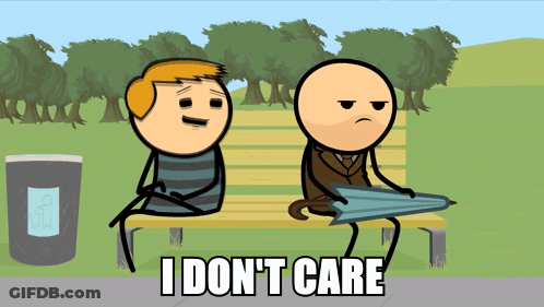 Man Sitting On Bench Saying I Don't Care GIF
