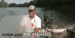 Man Sitting On Boat Me Fishing GIF