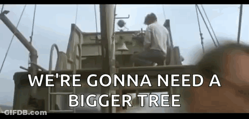 Man Sitting On Boat Saying We're Gonna Need A Bigger Tree GIF