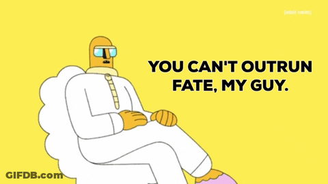 Man Sitting On Cloud You Can't Outrun Fate My Guy GIF