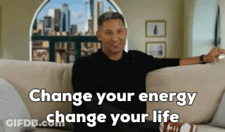 Man Sitting On Couch Change Your Energy Change Your Life GIF